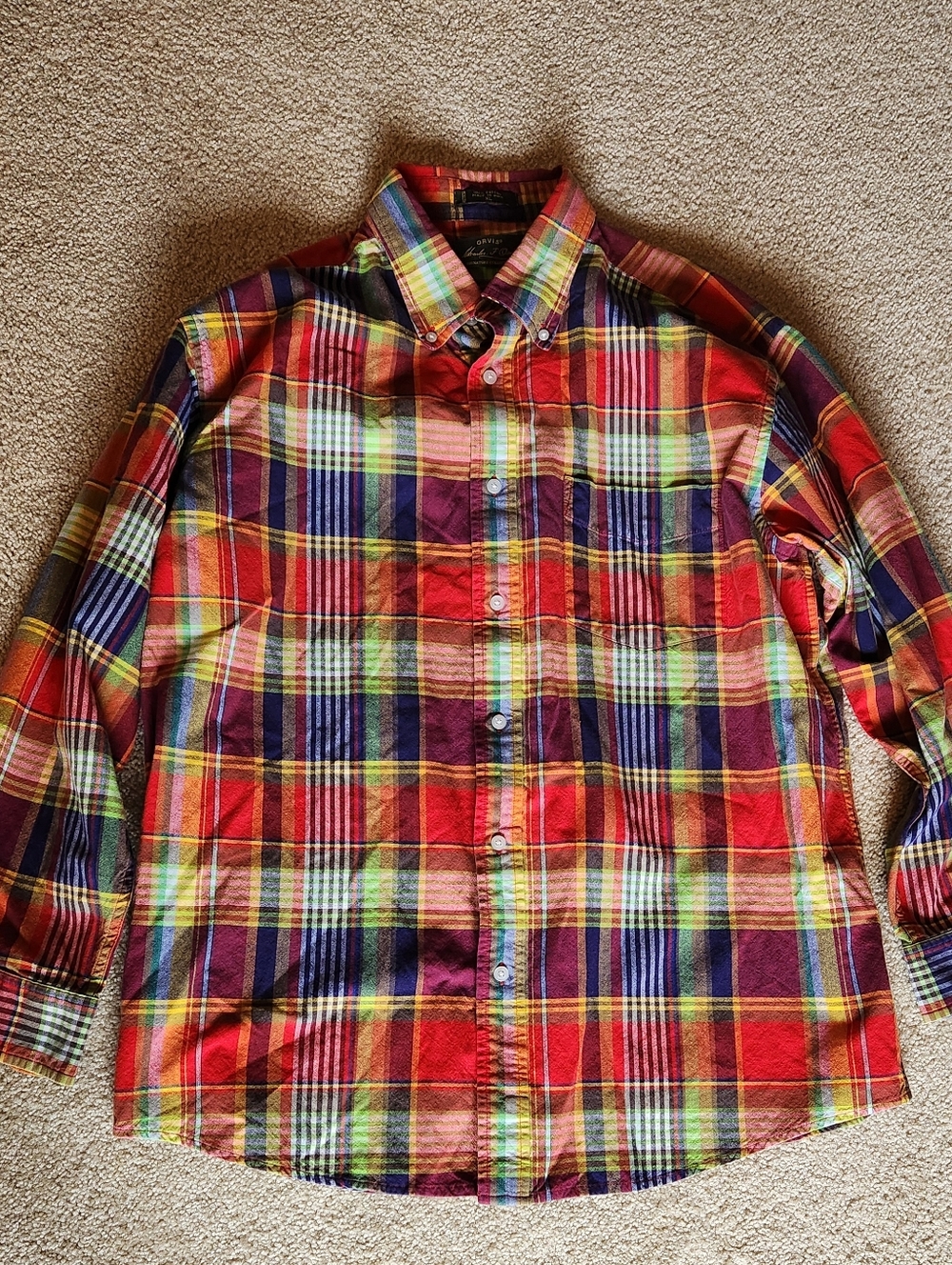 Orvis Signature Collection Red Multi Plaid Button-Down Shirt - Size XL